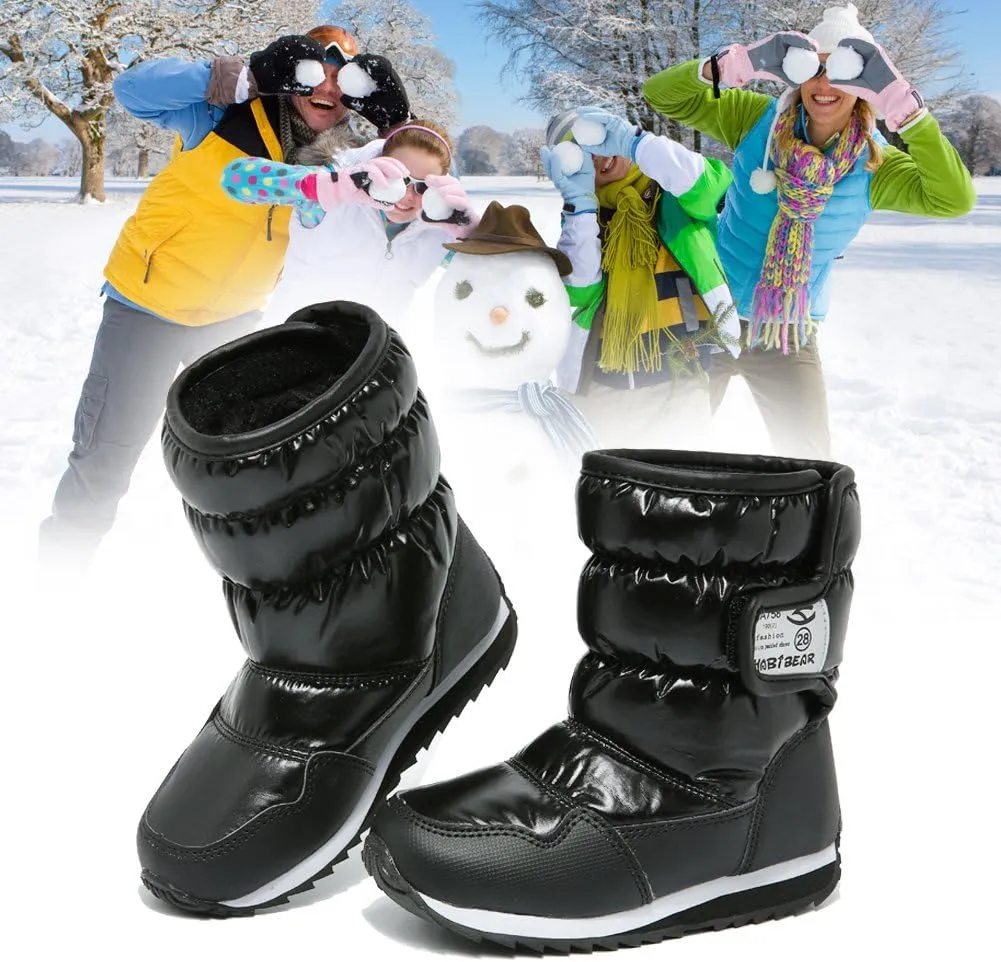 HOBIBEAR Kids Winter Snow Boots Waterproof Outdoor Warm Faux Fur Lined Shoes