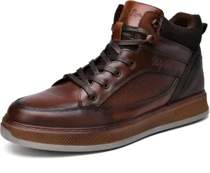 Holy dove Mens Oxford Leather Dress Boots Cap Toe Side Zip Fashion Mid Top Chukka Ankle Boots for Men