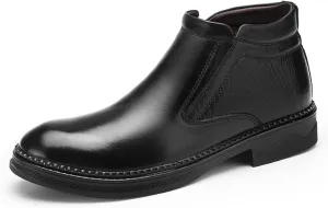 HOOENG Chelsea Boots for Men Crocodile Print Cowhide Leather Slip on Wearable Waterproof Non Slip Casual Classic (Color : Black, Size : 8)