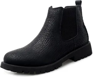 HOOENG Chelsea Boots for Men Crocodile Print Elastic Bandage Cowhide Leather Anti-Slip Waterproof Slip on Wearable Work (Color : Black, Size : 9)