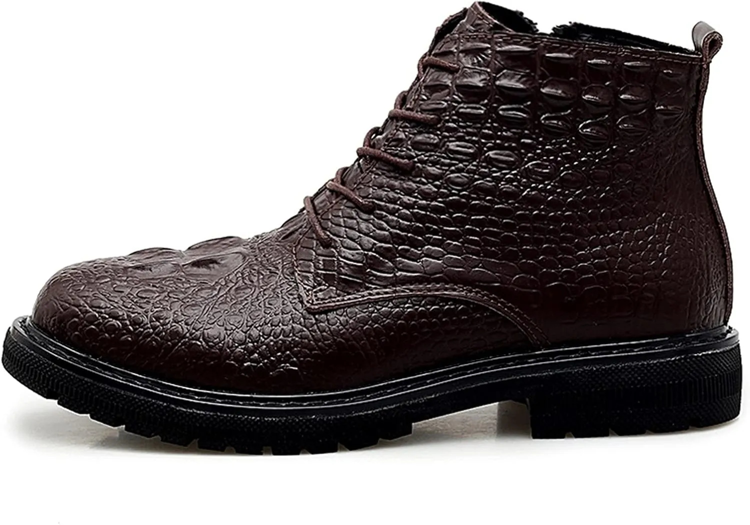 HOOENG Chelsea Boots for Men Double Side Zip Crocodile Print Cowhide Leather Wearable Anti-Slip on Non Slip Dress Classic