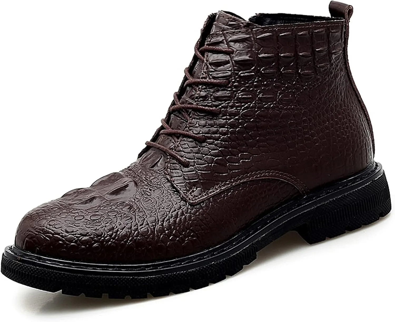 HOOENG Chelsea Boots for Men Double Side Zip Crocodile Print Cowhide Leather Wearable Anti-Slip on Non Slip Dress Classic