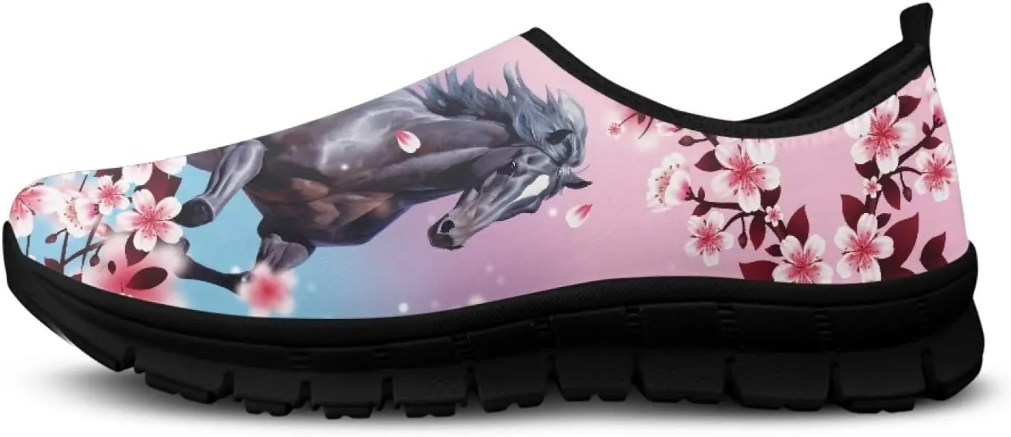 Horse Slip On Sneakers Comfort Loafers for Women Dressy Clothes Breathable Low Cut Shoes Flats Soft Sole Casual Walking Shoe