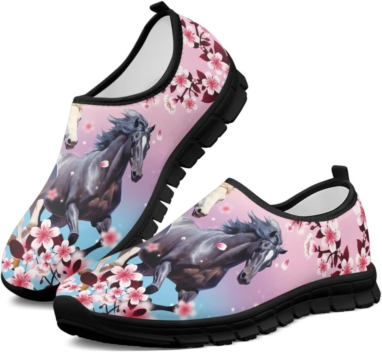 Horse Slip On Sneakers Comfort Loafers for Women Dressy Clothes Breathable Low Cut Shoes Flats Soft Sole Casual Walking Shoe