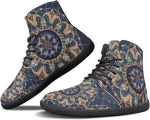 Howilath Boho Mandala Animal Barefoot Shoes Men Wide Toe High Top Sneakers Minimalist Shoes Zero Drop Sneaker