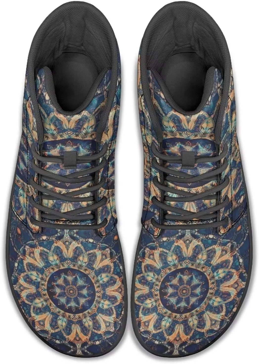 Howilath Boho Mandala Animal Barefoot Shoes Men Wide Toe High Top Sneakers Minimalist Shoes Zero Drop Sneaker