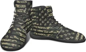 Howilath Camo Print Barefoot Running Shoes High Top Sneakers, Anti-Skid Zero Drop Sneaker Minimalist Shoes