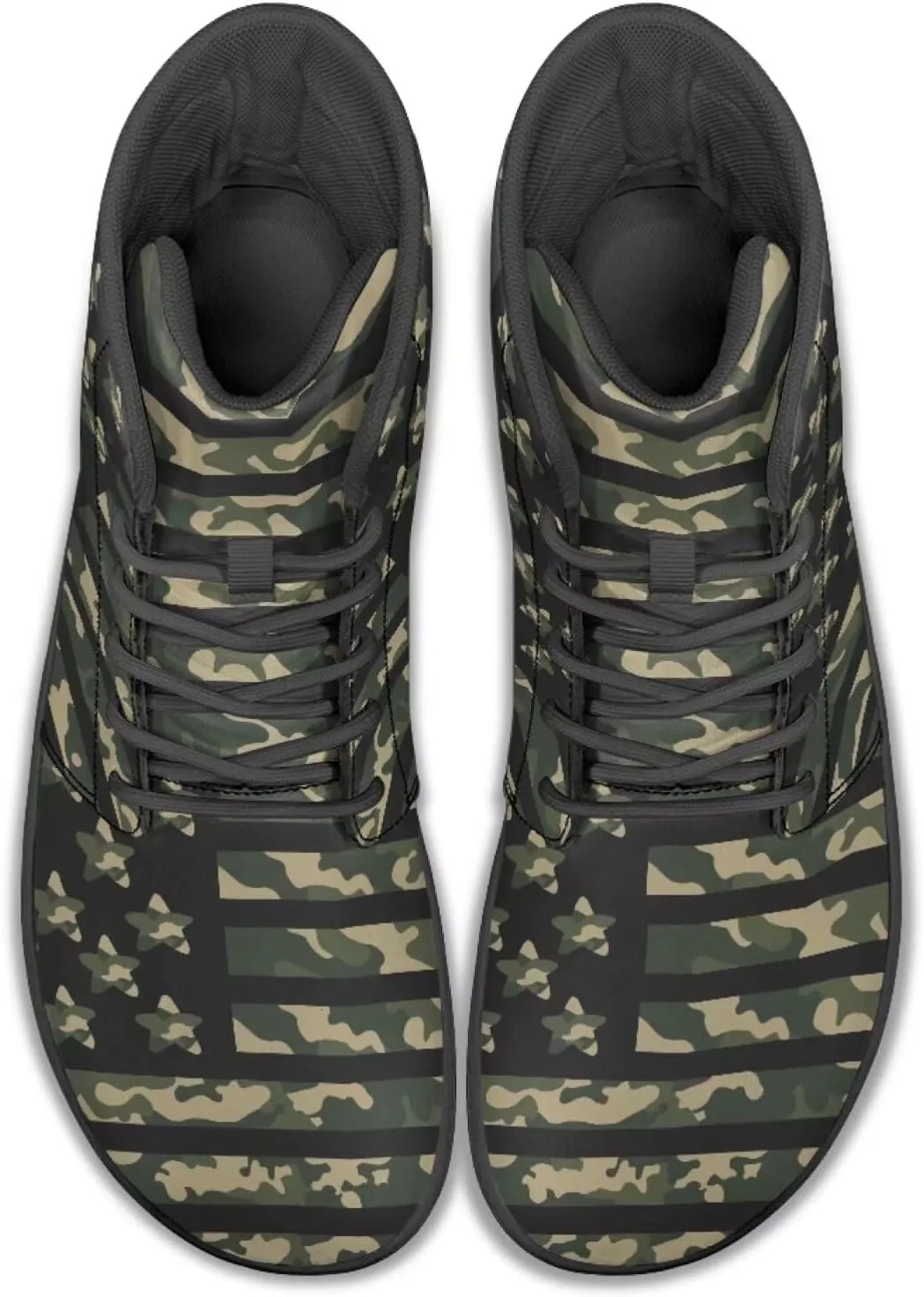 Howilath Camo Print Barefoot Running Shoes High Top Sneakers, Anti-Skid Zero Drop Sneaker Minimalist Shoes