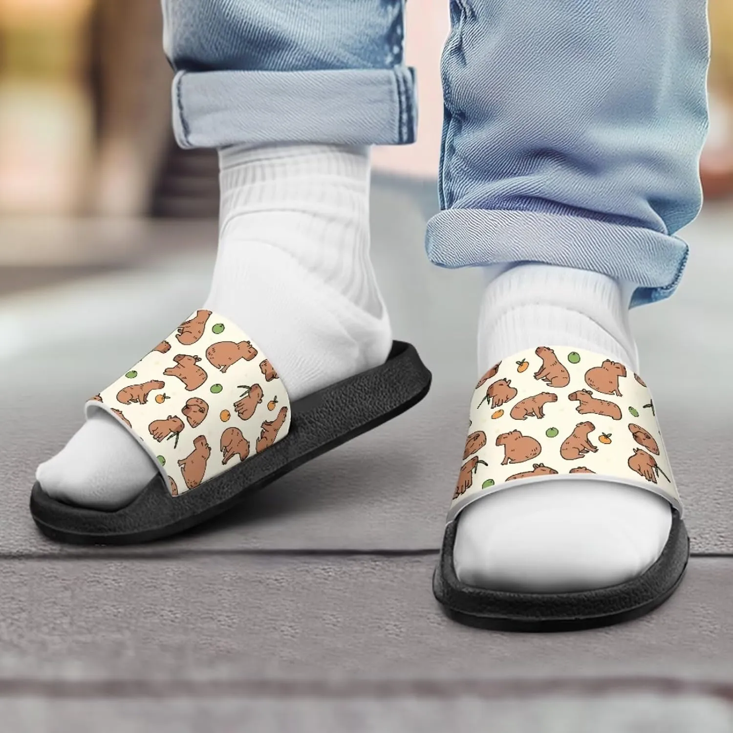 Howilath Cute Animal Print Slide Sandal for Kids Open Toe Summer Slippers EVA Sole Anti-Skid Slide Camping Hiking Shoes