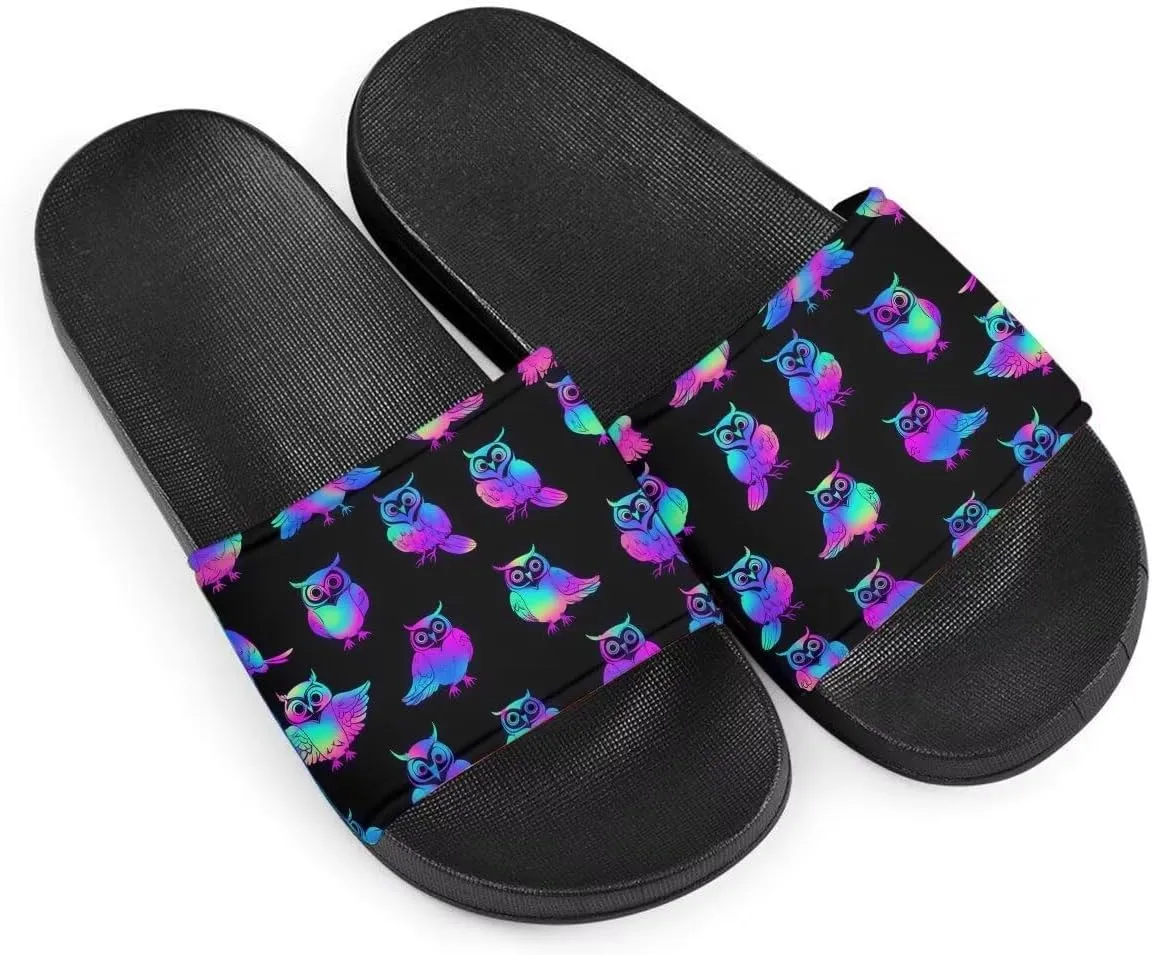 Howilath EVA Single Band Slide Sandals, Novelty Cartoon Animals Pattern Soft Sole Open Toe Non Slip Flat Sandals for Women Girls