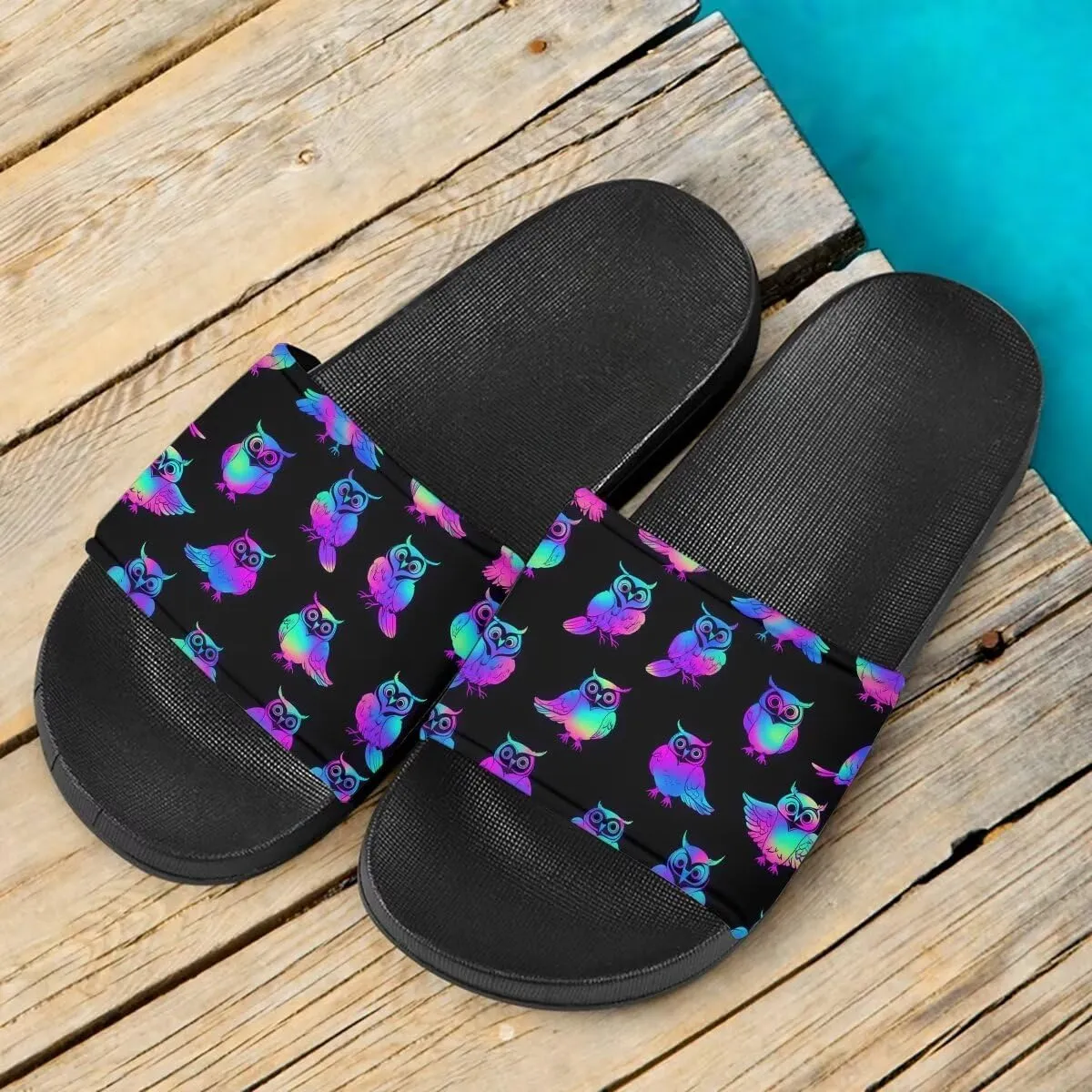 Howilath EVA Single Band Slide Sandals, Novelty Cartoon Animals Pattern Soft Sole Open Toe Non Slip Flat Sandals for Women Girls