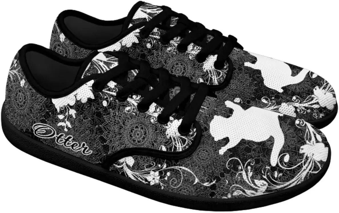 Howilath Mandala Animal Lace up Barefoot Shoes Running Sneakers Casual Sport Flat Shoes with Anti-Slip Sole