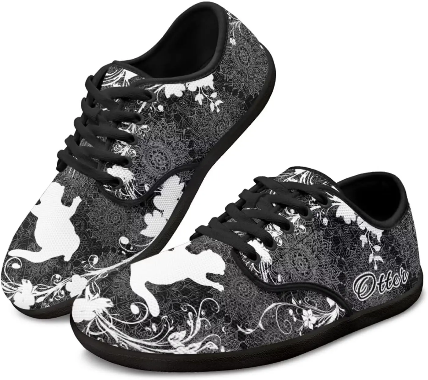 Howilath Mandala Animal Lace up Barefoot Shoes Running Sneakers Casual Sport Flat Shoes with Anti-Slip Sole