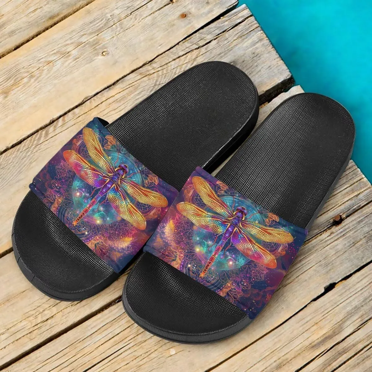 Howilath Novelty Animals Pattern Women's Slide Sandals, Casual Soft Sole Open Toe Non-Slip Single Band Slide Sandals
