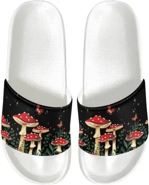 HUGS IDEA Women's Open Toe Slide Sandals Summer Slip-on House Shoes Anti-slip Beach Spa Flip Flops