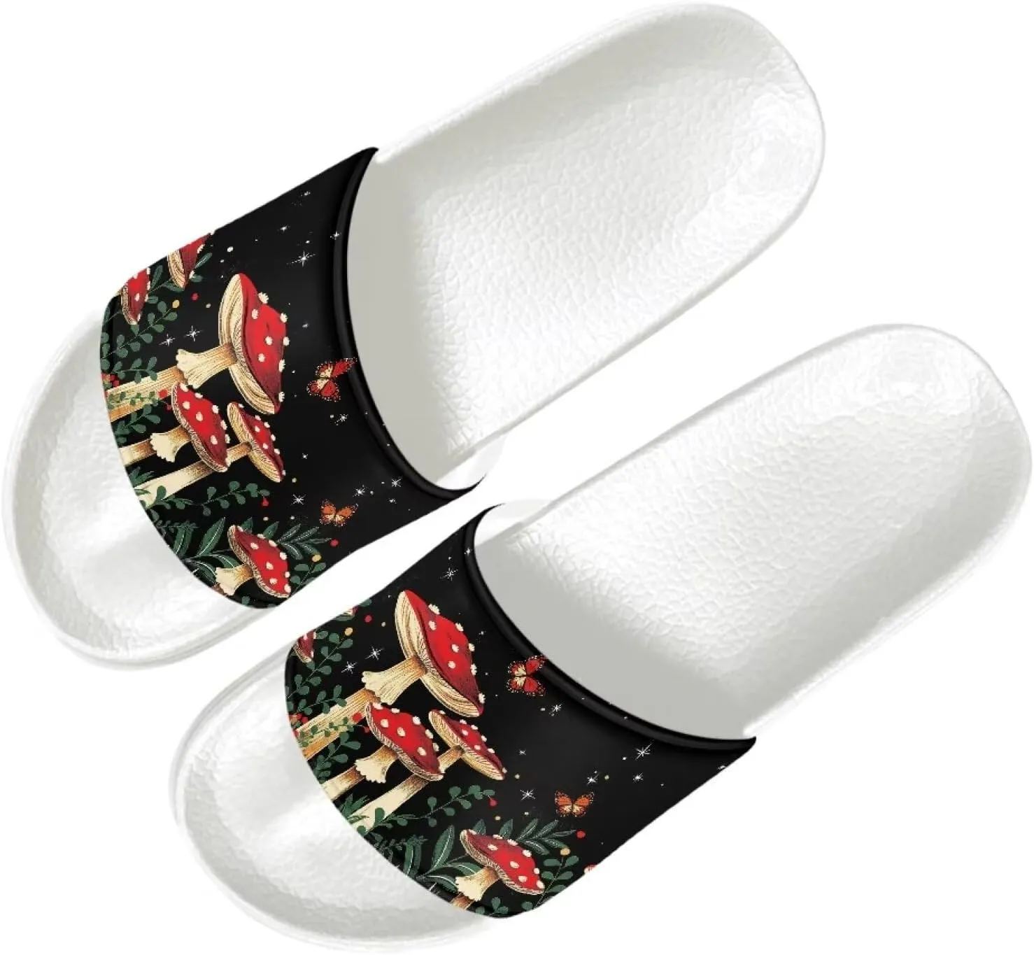 HUGS IDEA Women's Open Toe Slide Sandals Summer Slip-on House Shoes Anti-slip Beach Spa Flip Flops