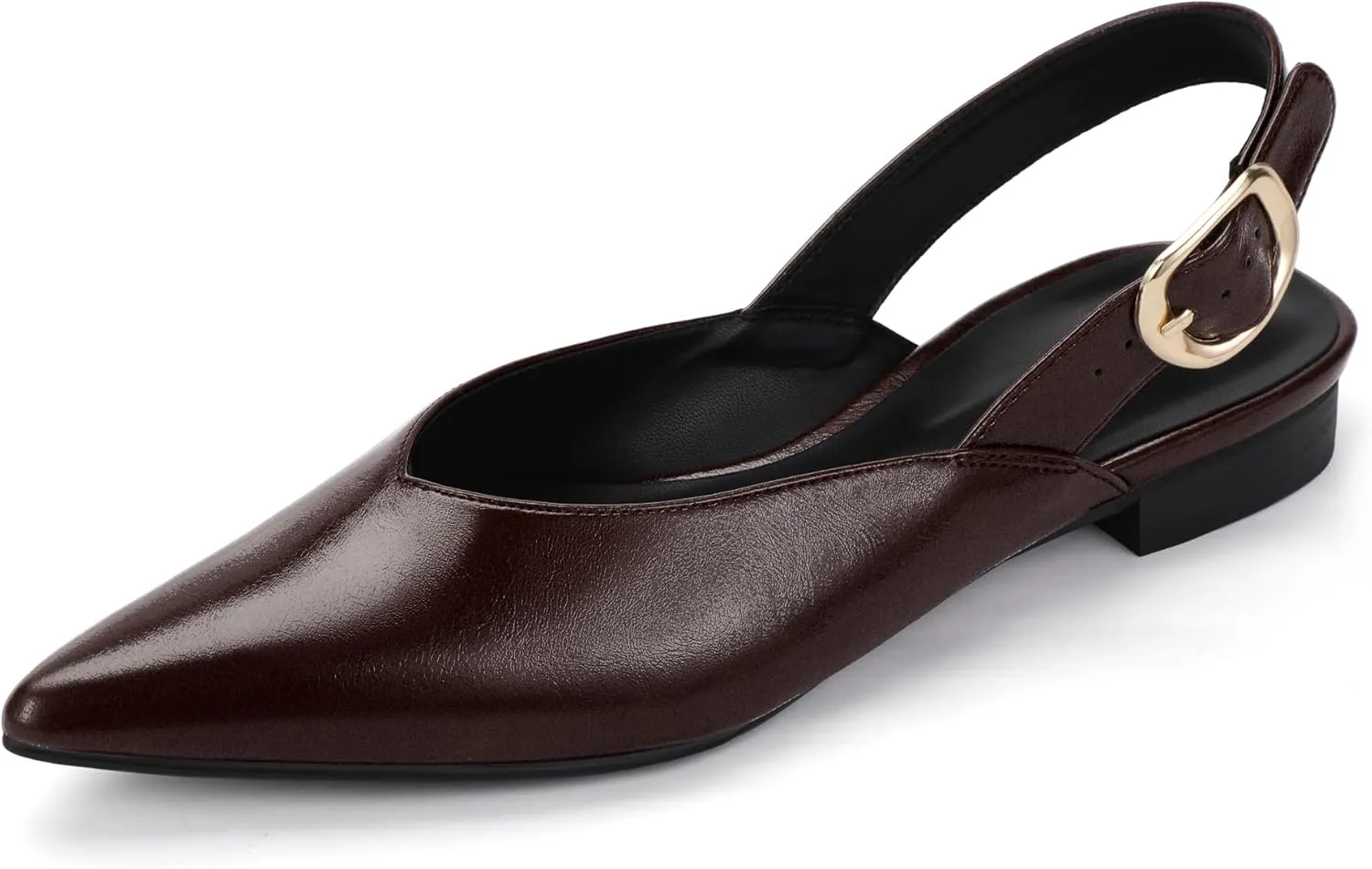 IDIFU Women's Flats Pointed Toe Slingback Dress Shoes for Women Comfortable Dressy Fashion Trendy Flat Shoes Work Bridal Wedding Office Cute Buckle Dress Flats