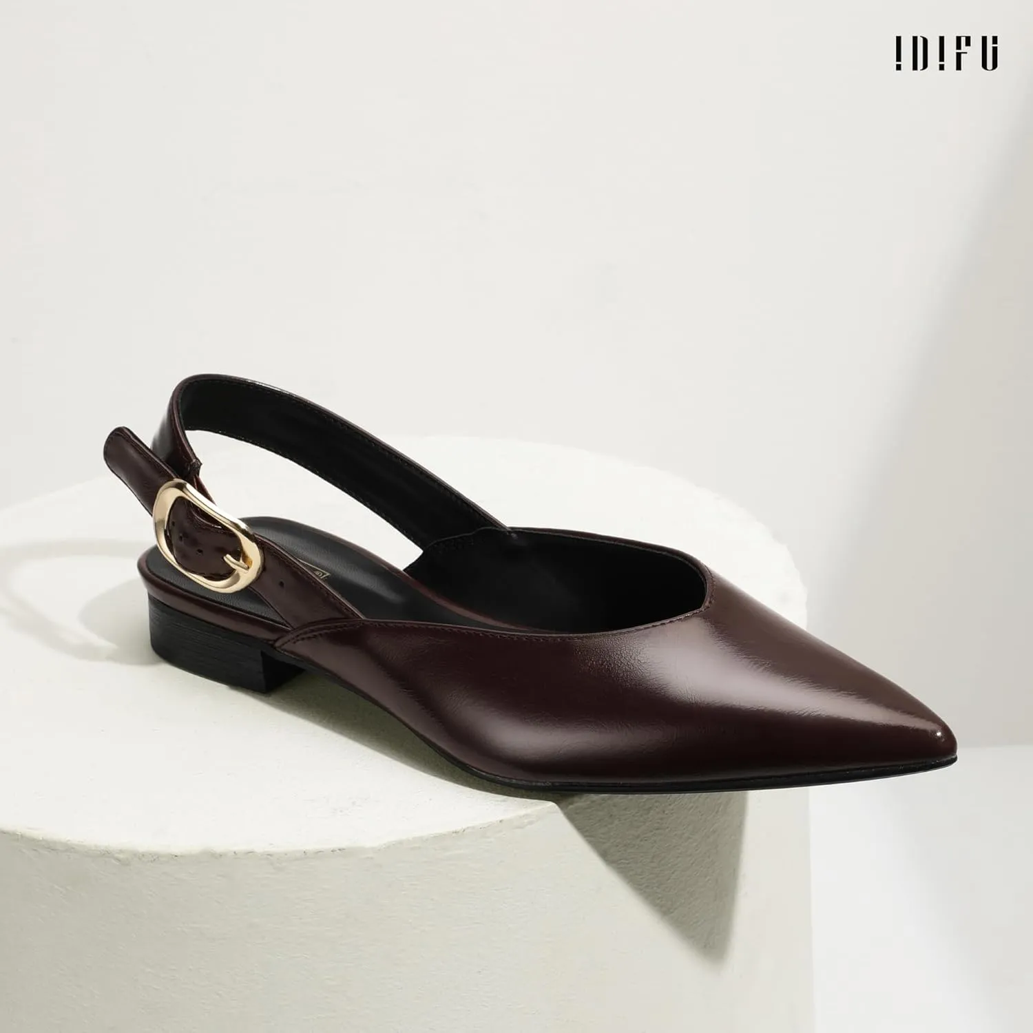 IDIFU Women's Flats Pointed Toe Slingback Dress Shoes for Women Comfortable Dressy Fashion Trendy Flat Shoes Work Bridal Wedding Office Cute Buckle Dress Flats