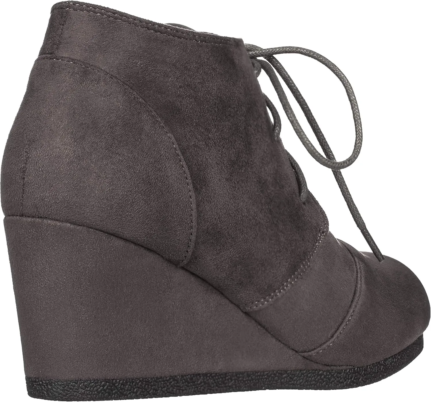 ILLUDE Women's Round Toe Lace Up Wedge Heels Suede Ankle Boots Booties