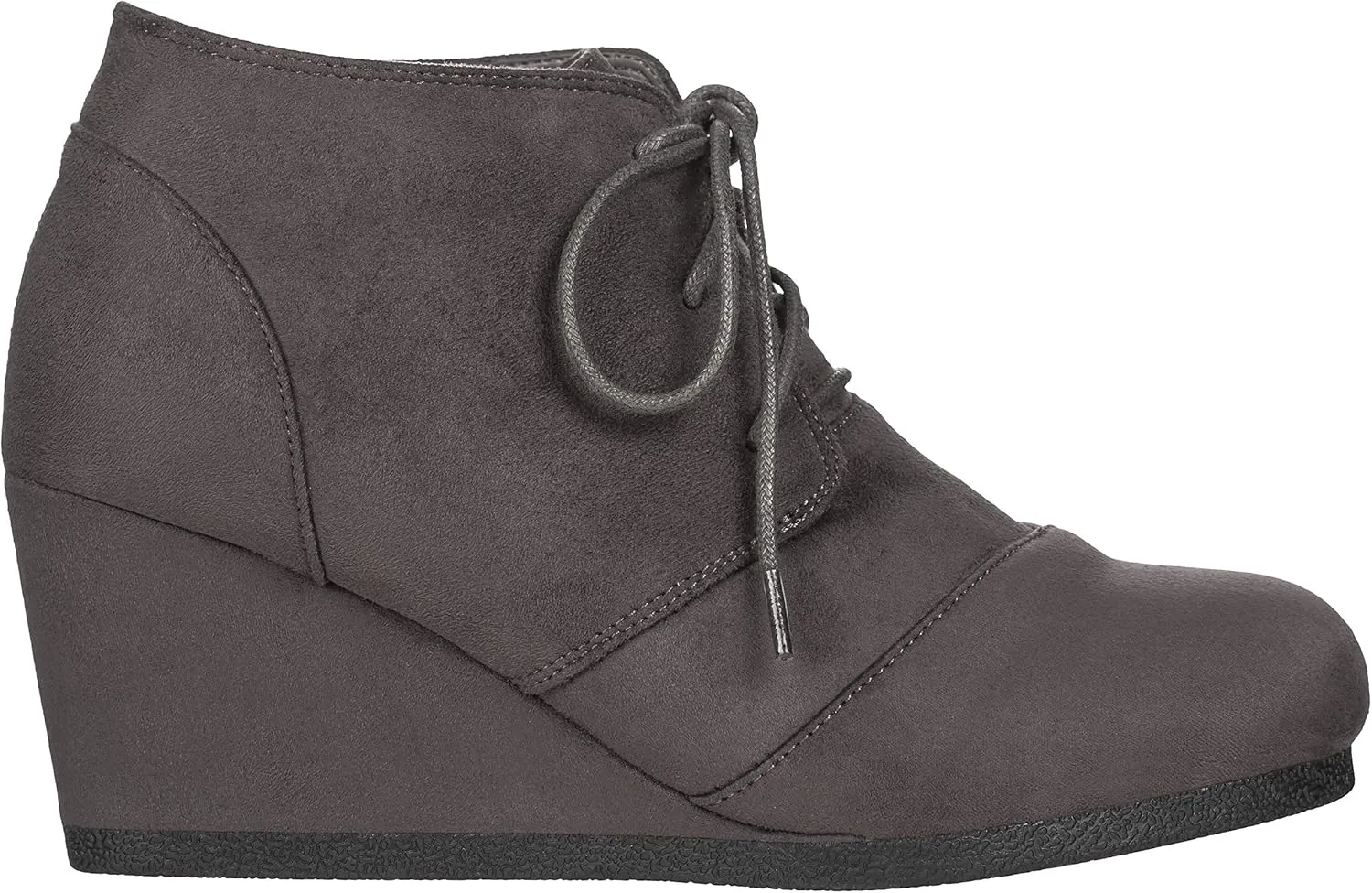 ILLUDE Women's Round Toe Lace Up Wedge Heels Suede Ankle Boots Booties