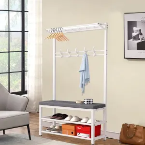 Industrial Coat Rack Free Standing with Shoe Bench, Coat Rack Stand with Hooks, Easy to Assemble, Strong and Sturdy, for Living Room,Hallway L:80/100CM