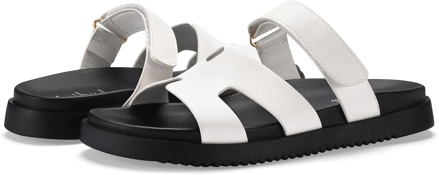 INIBUD Sandals Women Platform Dressy Summer Flat Fashion Slip On Beach Slide Sandals Footbed Chunky Water Slides Shoes