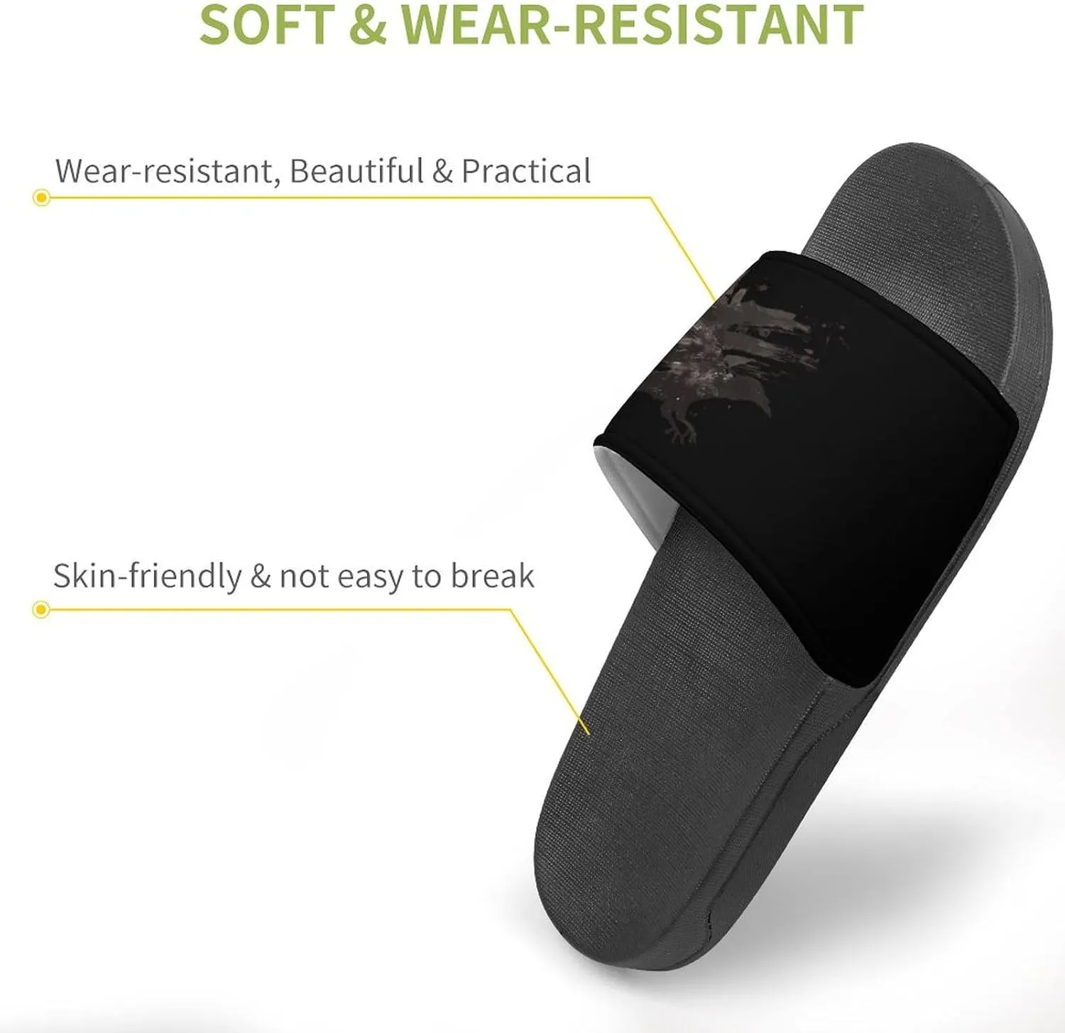 Ink Raven PVC Home Slippers Beach Shower Sandals Summer Non-Slip Outdoor Shoes for Men Women