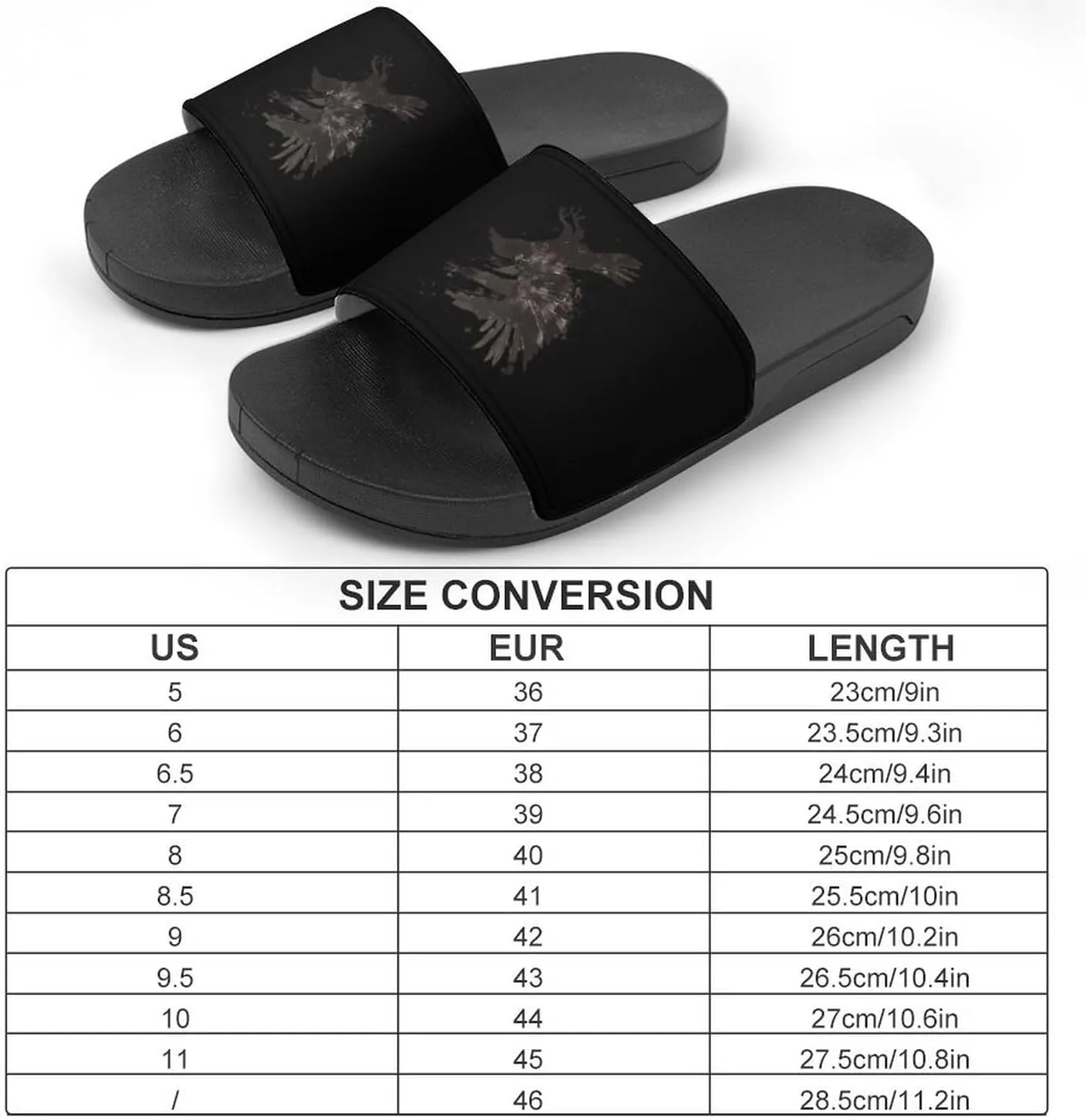 Ink Raven PVC Home Slippers Beach Shower Sandals Summer Non-Slip Outdoor Shoes for Men Women