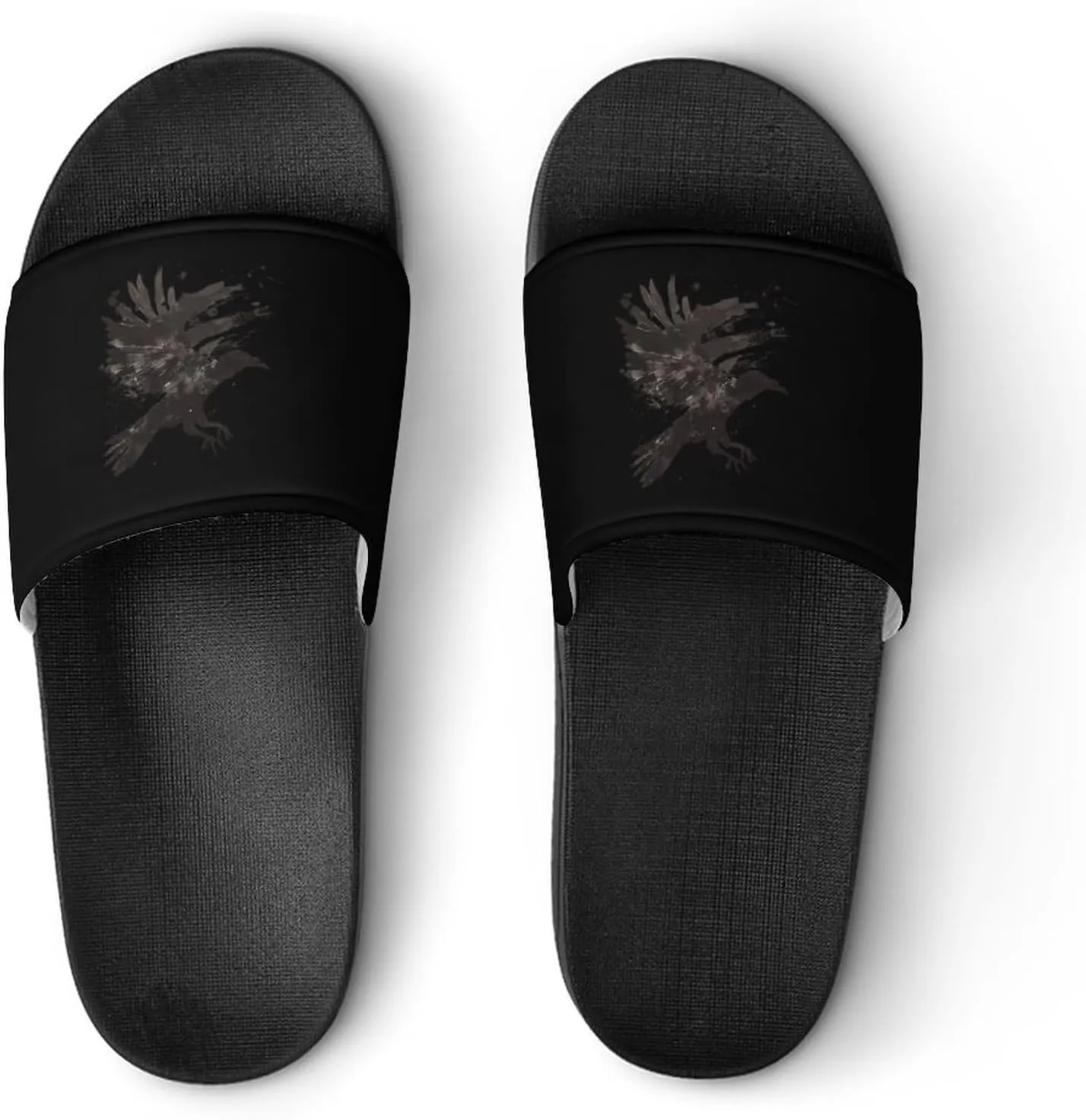 Ink Raven PVC Home Slippers Beach Shower Sandals Summer Non-Slip Outdoor Shoes for Men Women