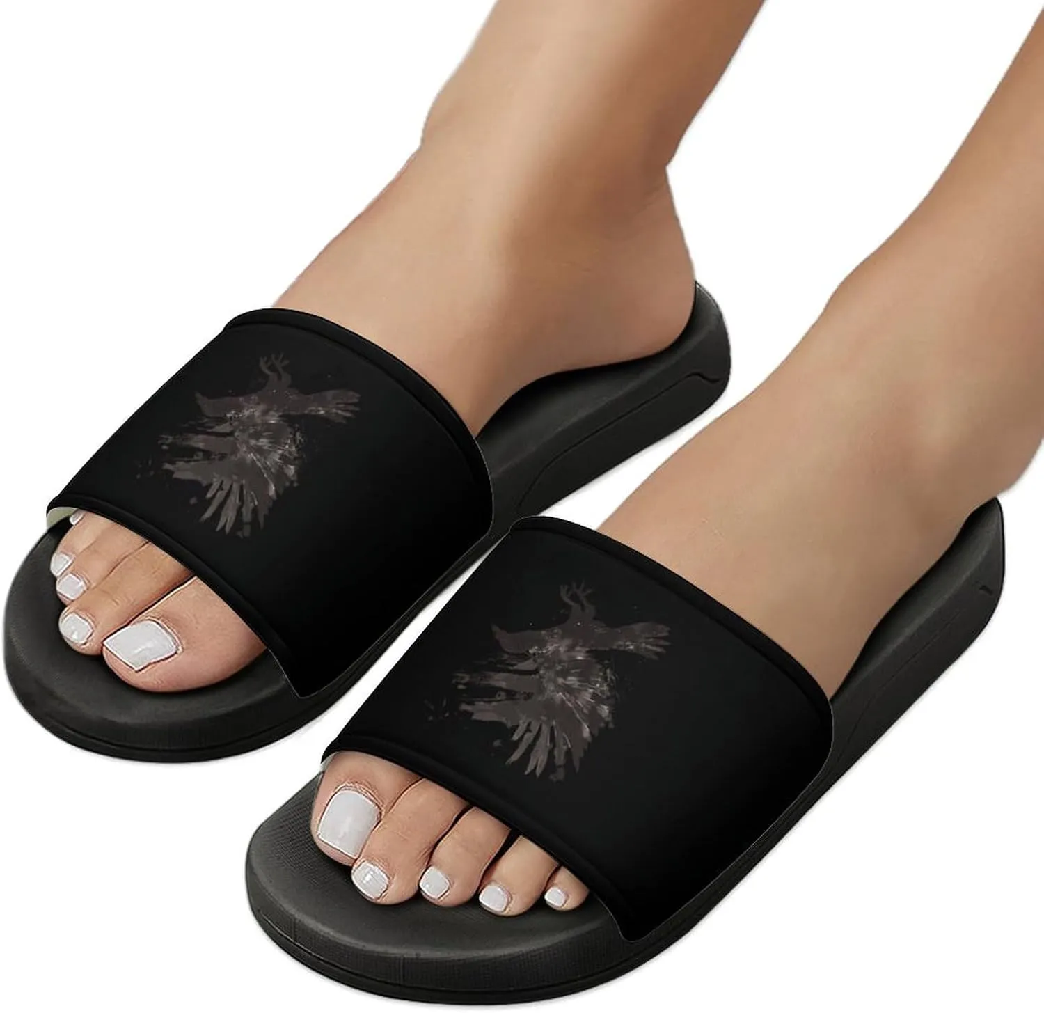 Ink Raven PVC Home Slippers Beach Shower Sandals Summer Non-Slip Outdoor Shoes for Men Women