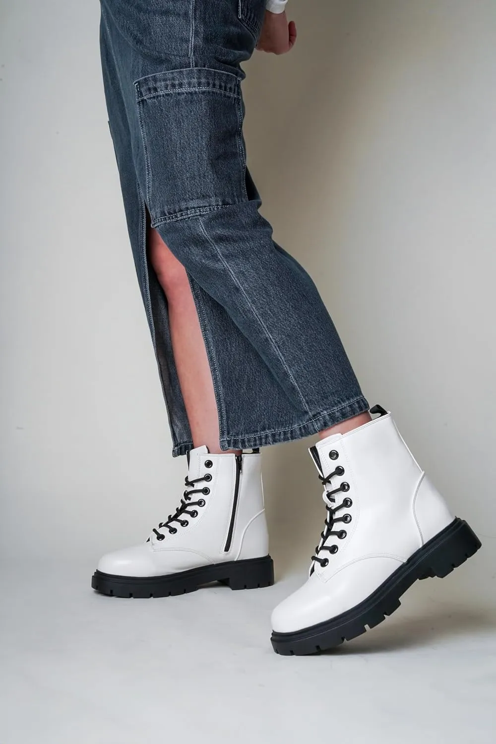 J. Adams Harley Combat Boot - Casual Outdoors Slip On Lace Up Ankle Bootie