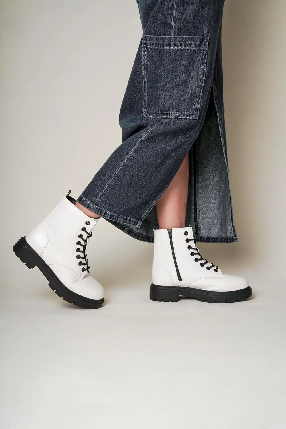 J. Adams Harley Combat Boot - Casual Outdoors Slip On Lace Up Ankle Bootie