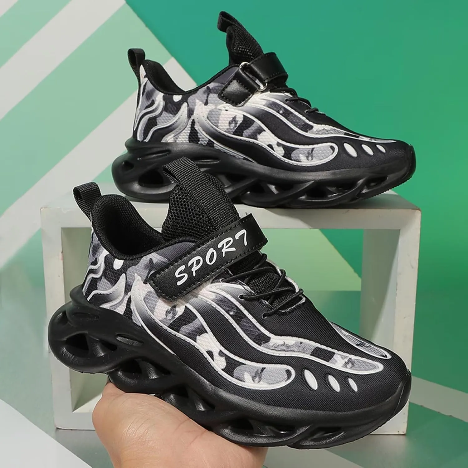 Jakcuz Kids Sneakers for Boys Girls Athletic Gym Tennis Shoes Lightweight Comfortable Kids Children Casual