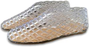 Jelly Mesh Ballet Flats for Women Clear Hollow Jelly Shoes Sandals Round Toe Non-Slip Beach Ballerina Jellies Flats Shoes