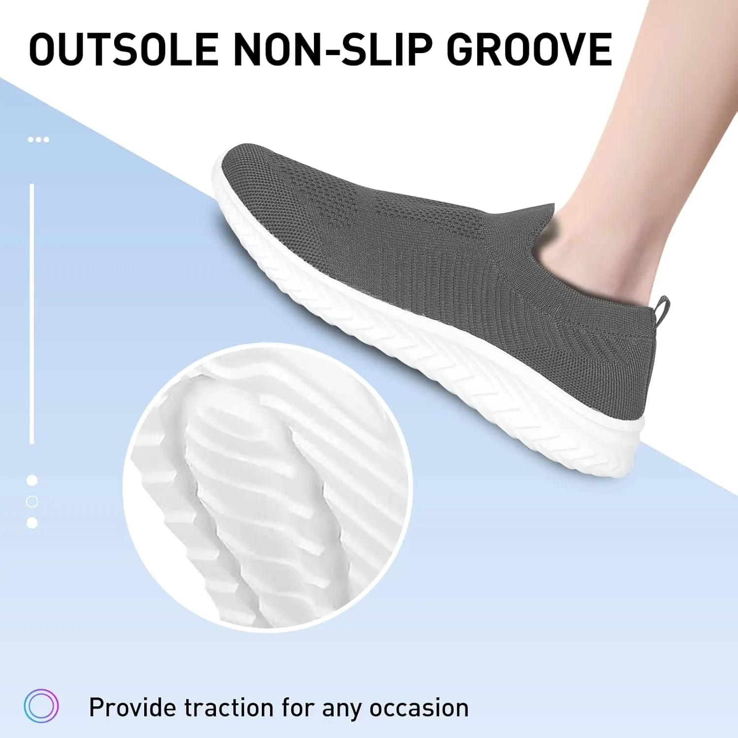 JIAFO Womens Athletic Walking Shoes, Women Slip On Shoes Sneakers, Non Slip Running Shoes for Women, Laceless Casual Breathable Lightweight Mesh Knit