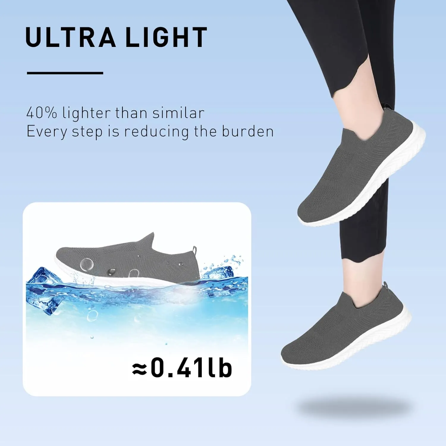 JIAFO Womens Athletic Walking Shoes, Women Slip On Shoes Sneakers, Non Slip Running Shoes for Women, Laceless Casual Breathable Lightweight Mesh Knit