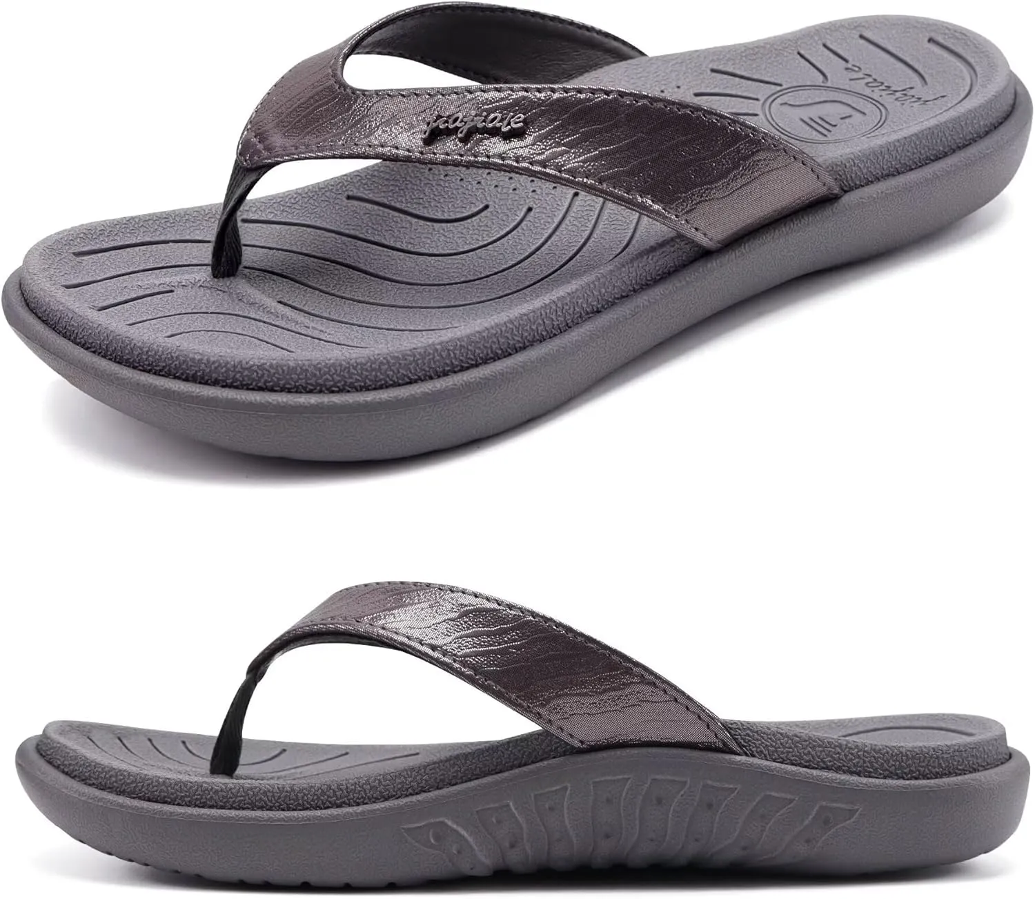 jiajiale Womens Fashion Orthotic Flip Flops Ladies Slip On Lightweight Comfortable Thick Cushion Yoga Mat Thong Sandals With Plantar Fasciitis Arch Support