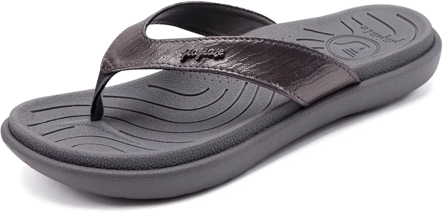 jiajiale Womens Fashion Orthotic Flip Flops Ladies Slip On Lightweight Comfortable Thick Cushion Yoga Mat Thong Sandals With Plantar Fasciitis Arch Support