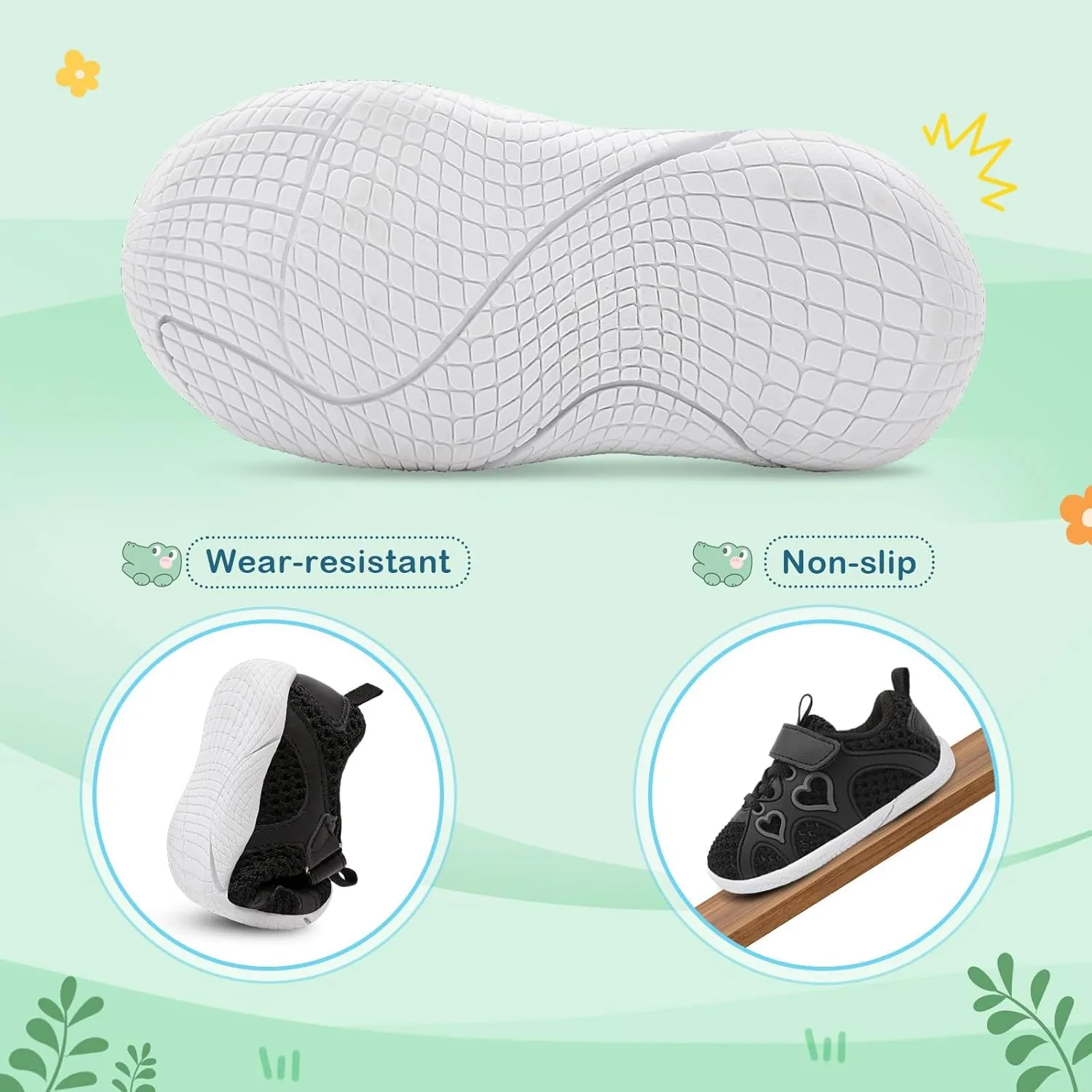 JIASUQI Toddler Shoes for Baby Girls Sneakers Barefoot Walking Shoes Running Tennis Shoes