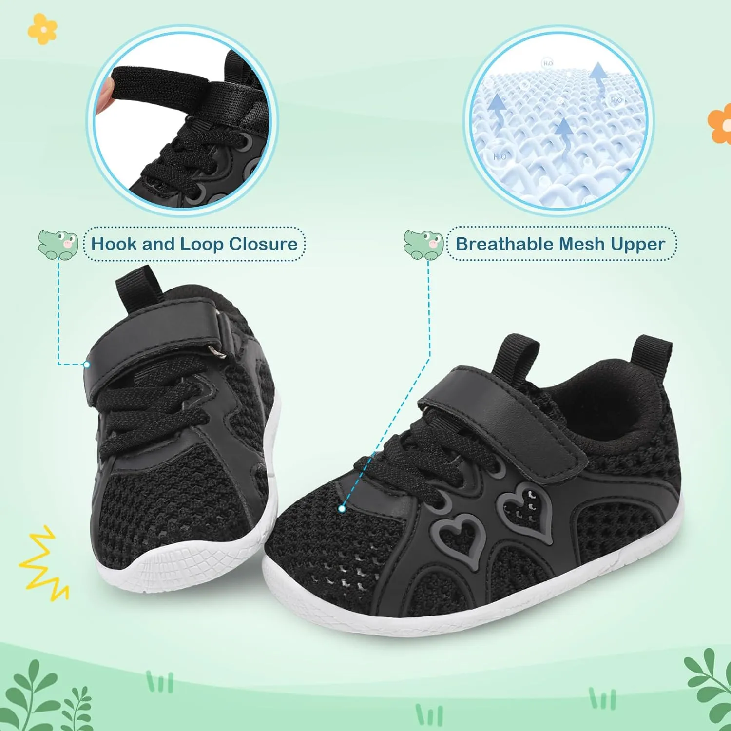 JIASUQI Toddler Shoes for Baby Girls Sneakers Barefoot Walking Shoes Running Tennis Shoes
