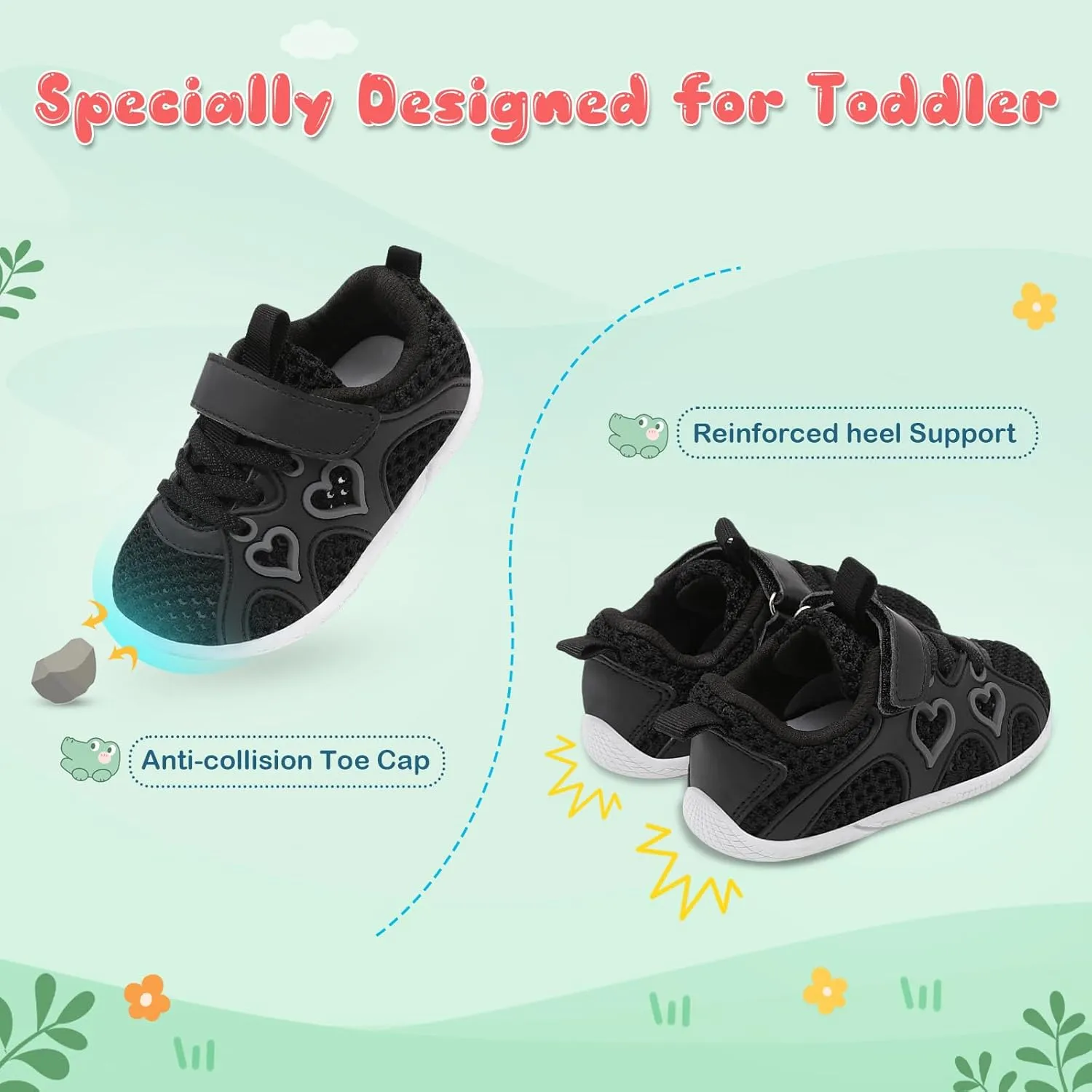 JIASUQI Toddler Shoes for Baby Girls Sneakers Barefoot Walking Shoes Running Tennis Shoes