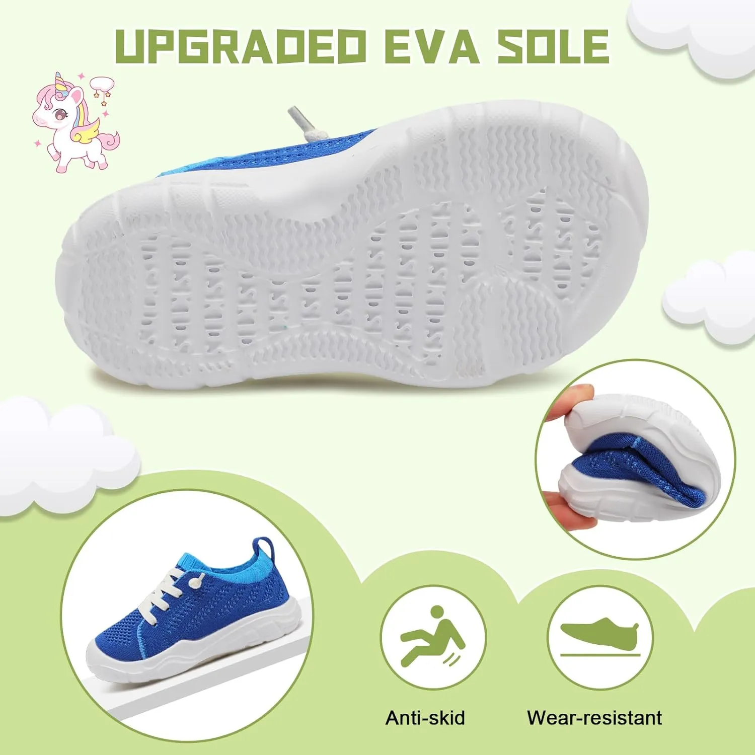 JIASUQI Toddler Shoes for Boys Girls Slip on Sneakers Wide Toe Walking Shoes Toddler Sock Shoes