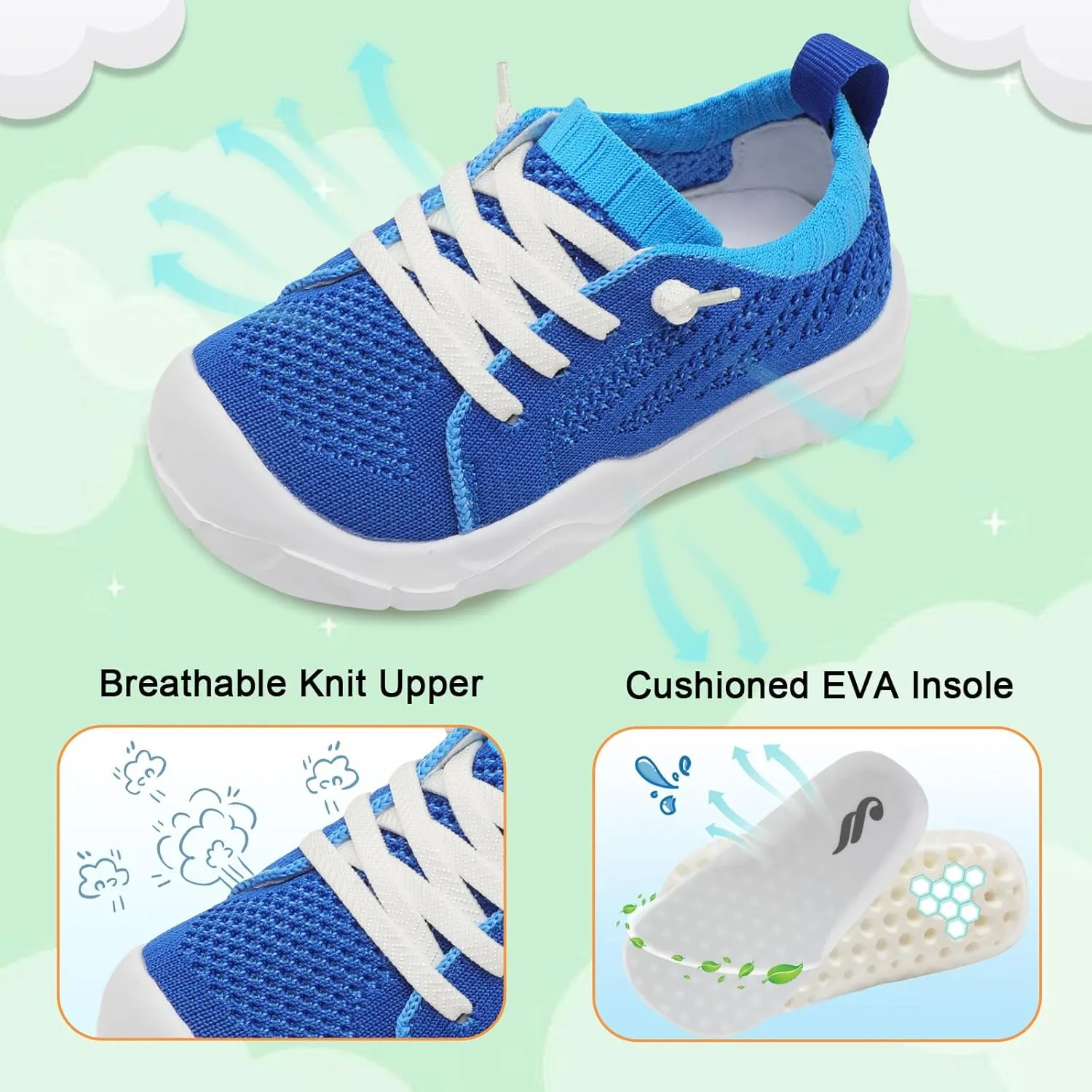 JIASUQI Toddler Shoes for Boys Girls Slip on Sneakers Wide Toe Walking Shoes Toddler Sock Shoes