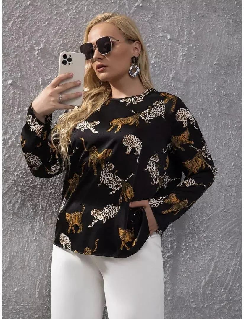 Johnny Was Teeger Knit Puff Sleeve Long Top Tee Shirt Zebra Animal Black New