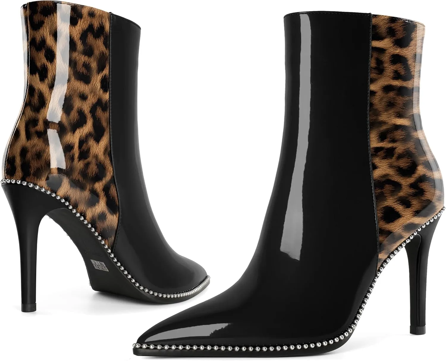Joseywade Ankle Boots High Heel Boots Women Pointed Toe Stiletto Thin Slim Heel Booties Side Zipper Beaded Short Boots Shoes