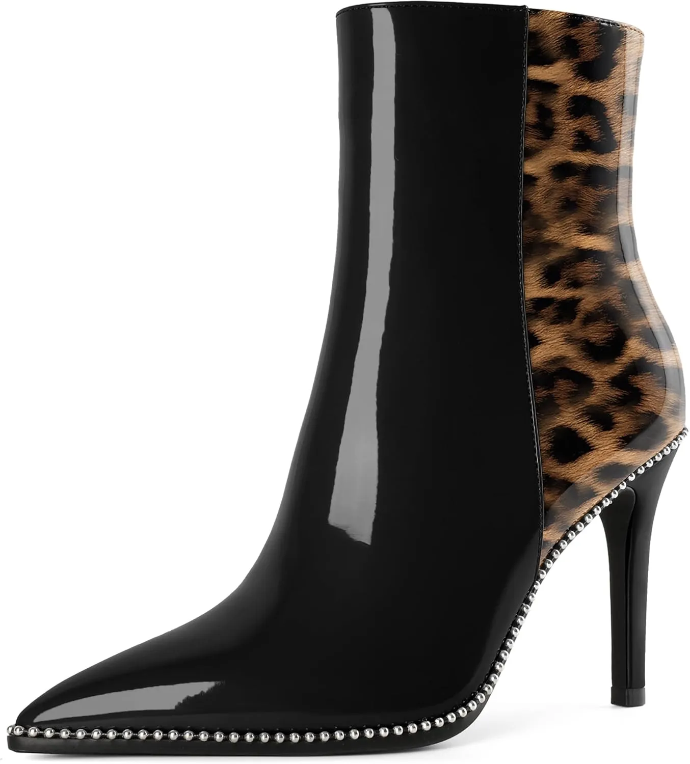 Joseywade Ankle Boots High Heel Boots Women Pointed Toe Stiletto Thin Slim Heel Booties Side Zipper Beaded Short Boots Shoes