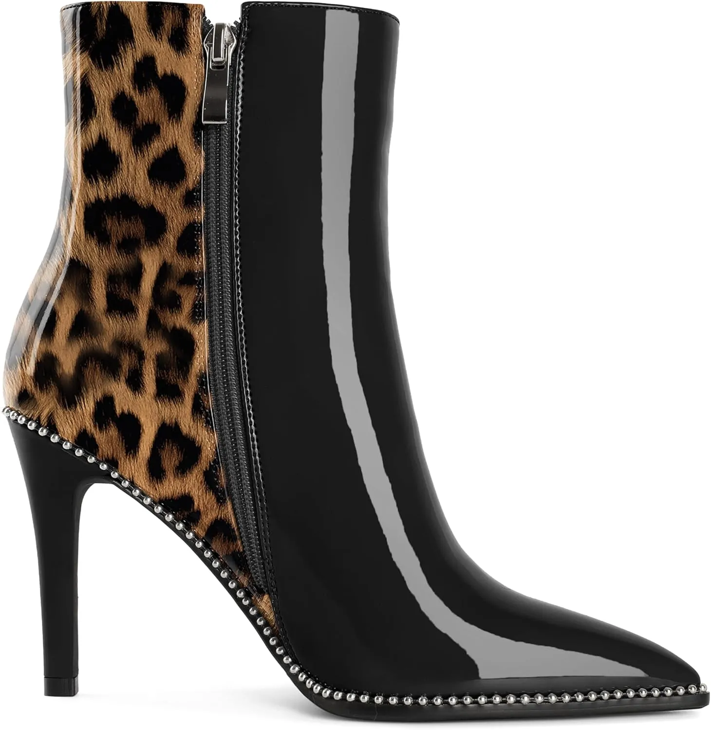 Joseywade Ankle Boots High Heel Boots Women Pointed Toe Stiletto Thin Slim Heel Booties Side Zipper Beaded Short Boots Shoes