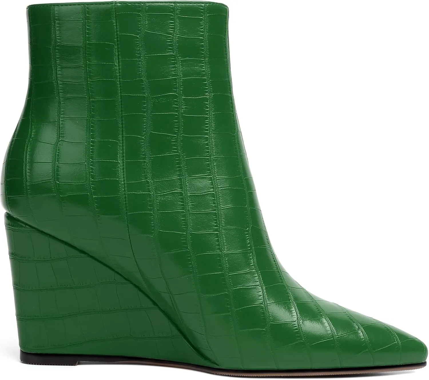 Joseywade Ankle Boots Wedge Heels for Women Pointed Toe Wedge Booties Zipper Closure with Fur 3.5 Inches Short Boots