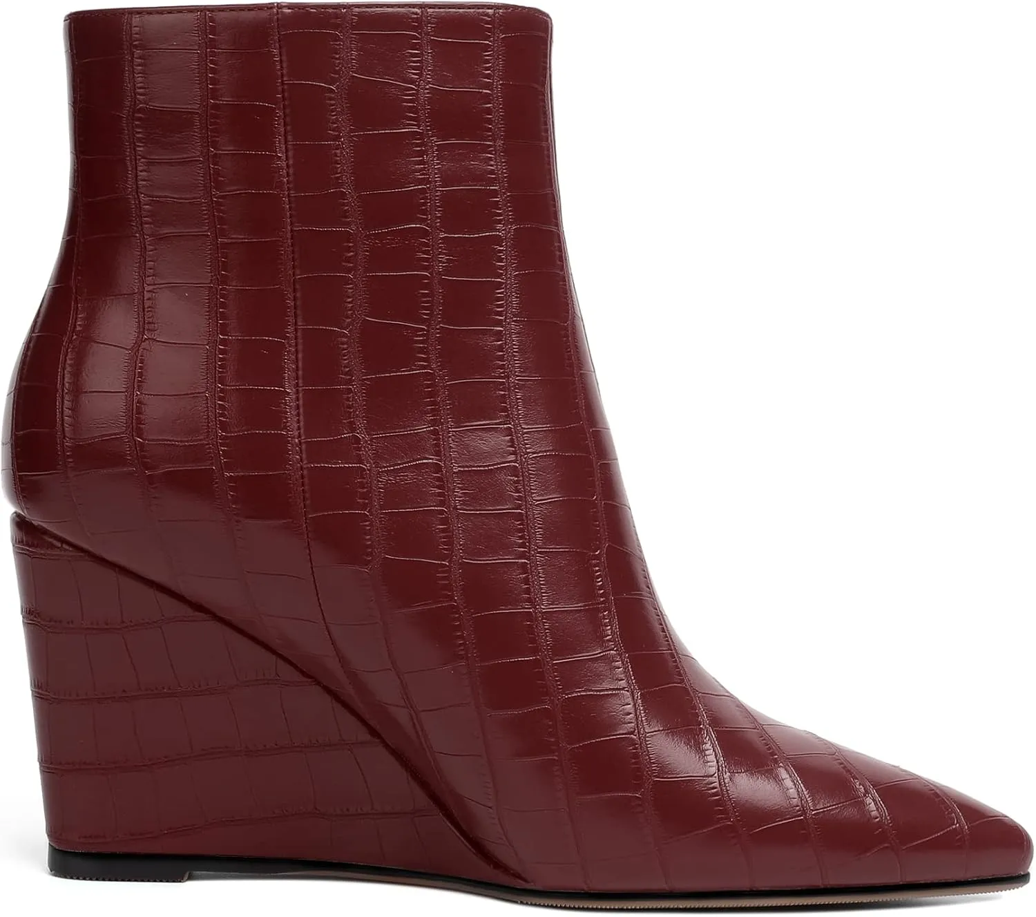 Joseywade Ankle Boots Wedge Heels for Women Pointed Toe Wedge Booties Zipper Closure with Fur 3.5 Inches Short Boots