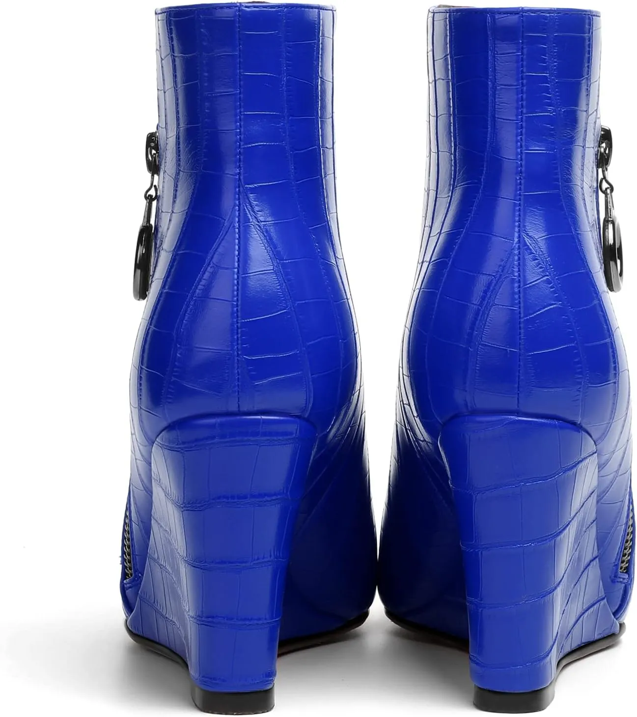 Joseywade Ankle Boots Wedge Heels for Women Pointed Toe Wedge Booties Zipper Closure with Fur 3.5 Inches Short Boots